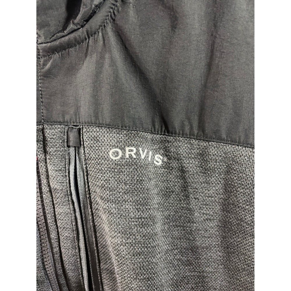 Orvis Full Zip Jacket Mens Large Gray Excellent Fleece Lined Hybrid 1522009
